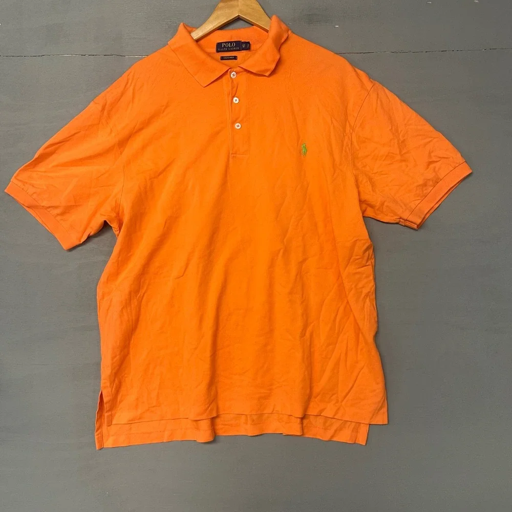 Polo Ralph Lauren‎ Mens Orange Stretch Mesh Short Sleeve Polo Shirt 1XB Big